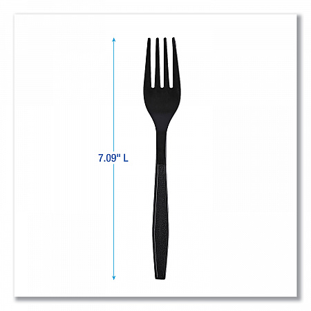 Heavyweight Wrapped Polypropylene Cutlery, Fork, Plastic, Black, 1,000/Carton (FORKHWPPBIW)