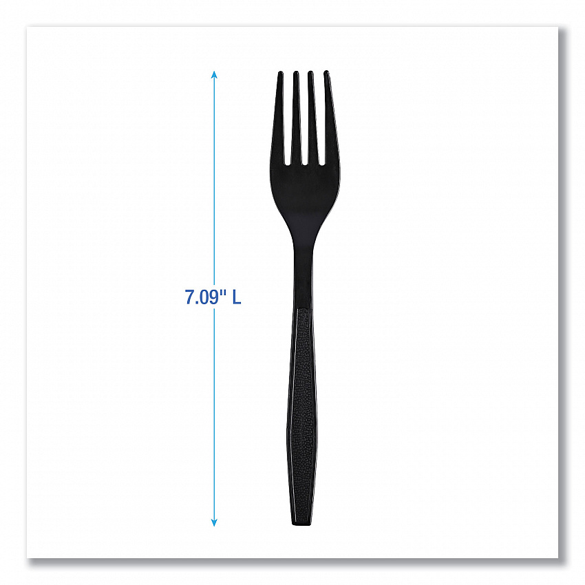 Heavyweight Wrapped Polypropylene Cutlery, Fork, Plastic, Black, 1,000/Carton (FORKHWPPBIW)