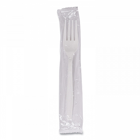 Heavyweight Wrapped Polypropylene Cutlery, Fork, Plastic, White, 1,000/Carton (FORKHWPPWIW)