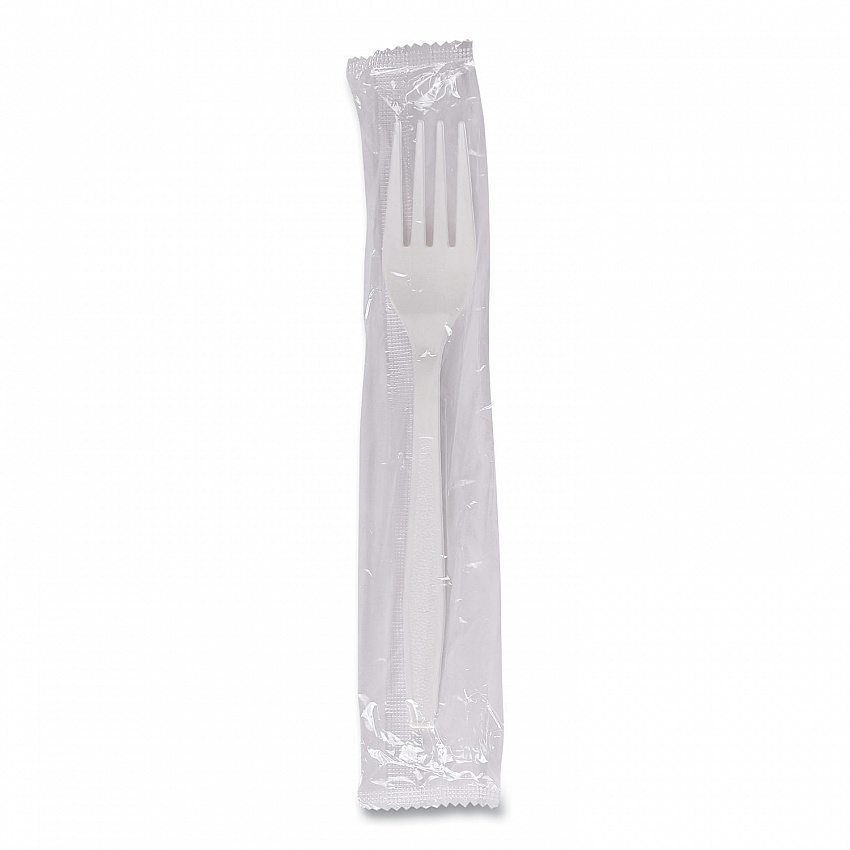 Heavyweight Wrapped Polypropylene Cutlery, Fork, Plastic, White, 1,000/Carton (FORKHWPPWIW)