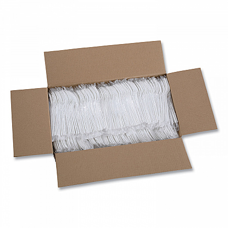 Heavyweight Wrapped Polypropylene Cutlery, Fork, Plastic, White, 1,000/Carton (FORKHWPPWIW)