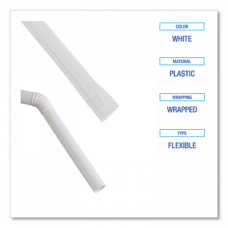 Flexible Wrapped Straws, 7.75