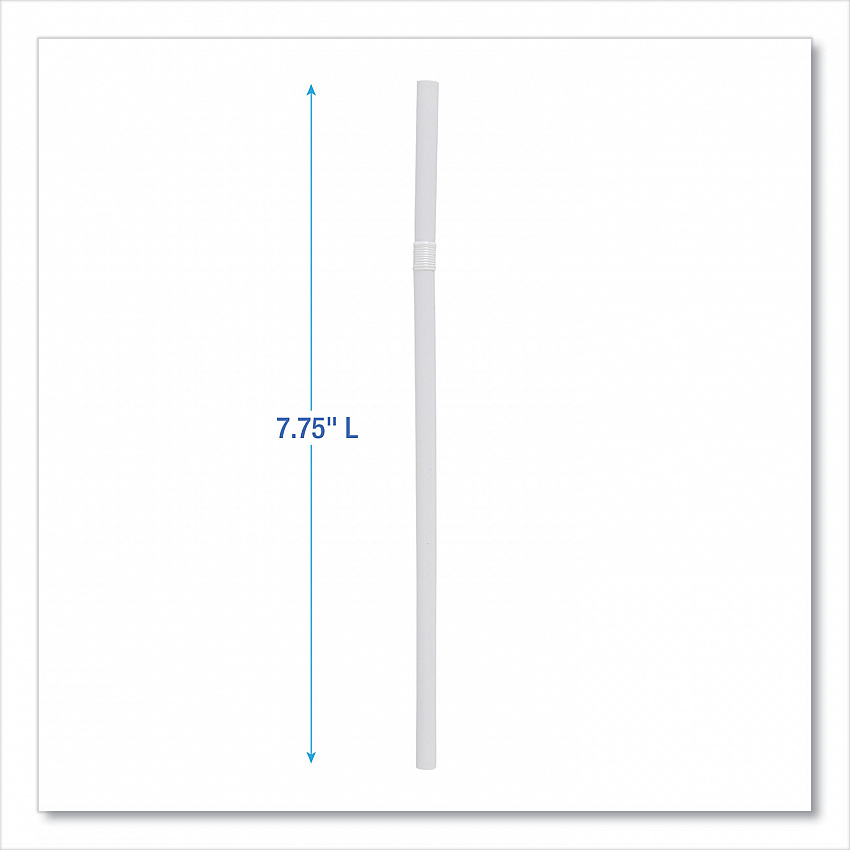 Flexible Wrapped Straws, 7.75", Plastic, White, 500/Pack, 20 Packs/Carton (FSTW775W25)