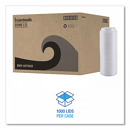 Hot Cup Lids, Fits 8 oz Hot Cups, Plastic, White, 50/Sleeve, 20 Sleeves/Carton (HOTWH8)
