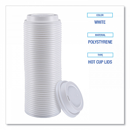 Hot Cup Lids, Fits 8 oz Hot Cups, Plastic, White, 50/Sleeve, 20 Sleeves/Carton (HOTWH8)