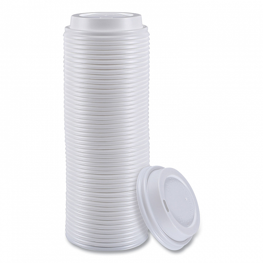 Hot Cup Lids, Fits 8 oz Hot Cups, Plastic, White, 50/Sleeve, 20 Sleeves/Carton (HOTWH8)