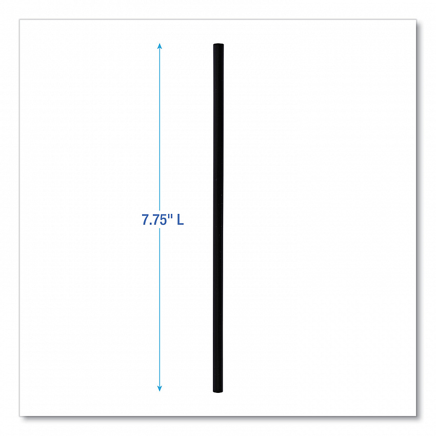 Wrapped Jumbo Straws, 7.75", Polypropylene, Black, 250/Pack, 50 Packs/Carton (JSTW775B)