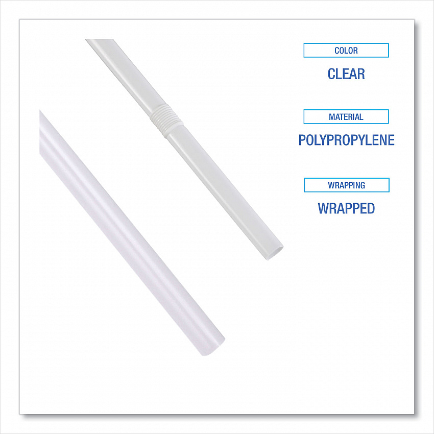 Wrapped Jumbo Straws, 7.75", Polypropylene, Clear, 500/Pack, 24 Packs/Carton (JSTW775CLR)