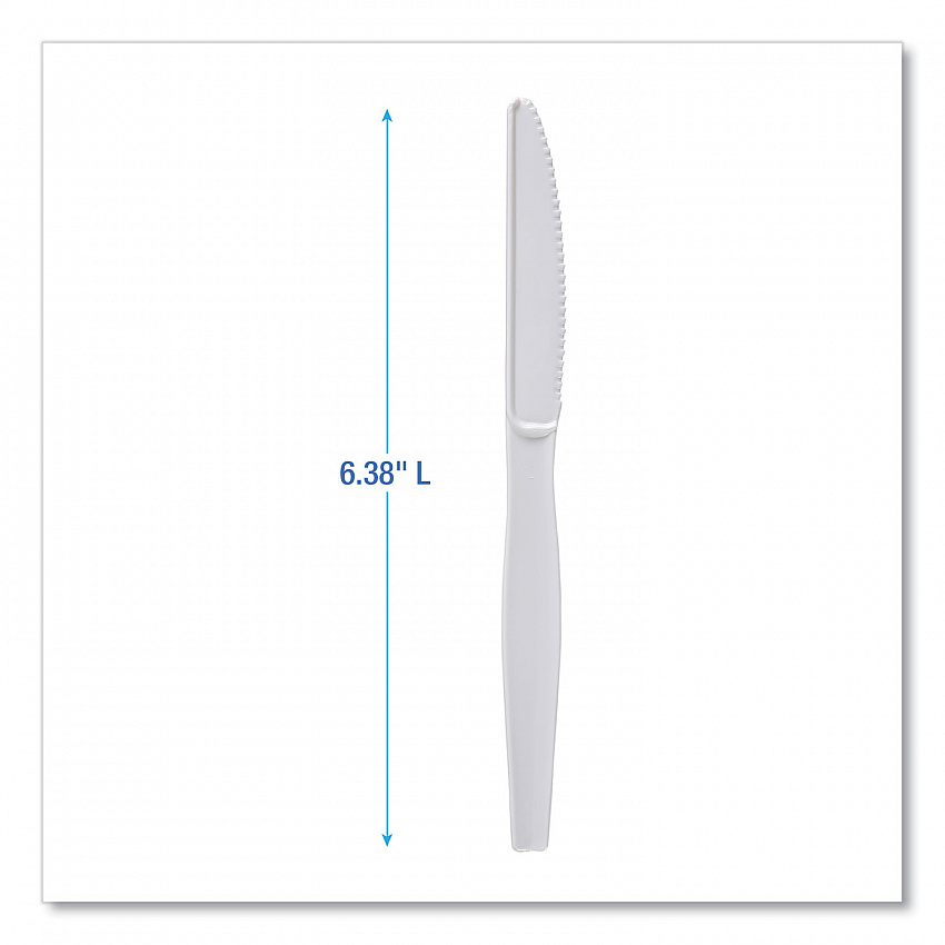 Heavyweight Polystyrene Cutlery, Knife, Plastic, White, 1,000/Carton (KNIFEHW)