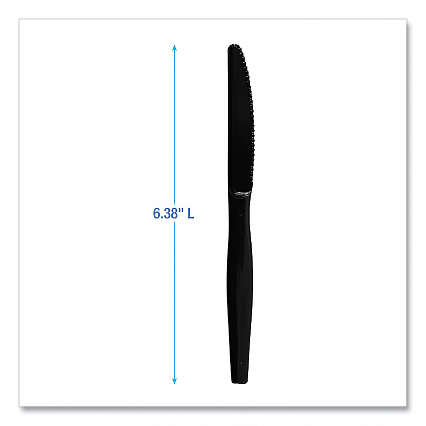 Heavyweight Polystyrene Cutlery, Knife, Plastic, Black, 1,000/Carton (KNIFEHWBLA)