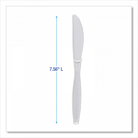 Heavyweight Polypropylene Cutlery, Knife, Plastic, White, 1,000/Carton (KNIFEHWPPWH)