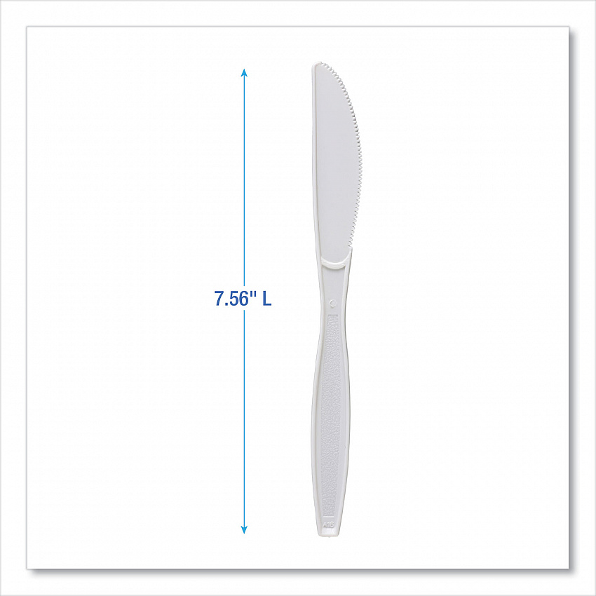 Heavyweight Polypropylene Cutlery, Knife, Plastic, White, 1,000/Carton (KNIFEHWPPWH)