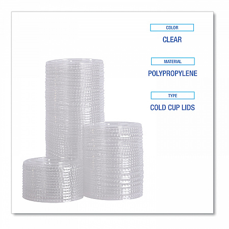 PET Cold Cup Lids, Fits 14 oz to 24 oz Cold Cups, Plastic, Clear, 100/Sleeve, 10 Sleeves/Carton (PETSTRAW)