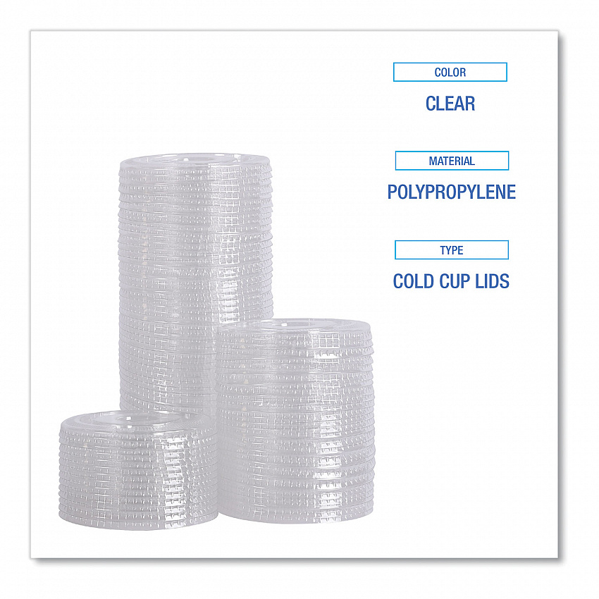 PET Cold Cup Lids, Fits 14 oz to 24 oz Cold Cups, Plastic, Clear, 100/Sleeve, 10 Sleeves/Carton (PETSTRAW)