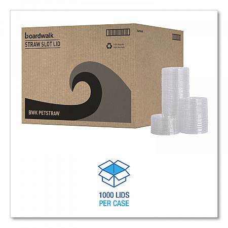 PET Cold Cup Lids, Fits 14 oz to 24 oz Cold Cups, Plastic, Clear, 100/Sleeve, 10 Sleeves/Carton (PETSTRAW)