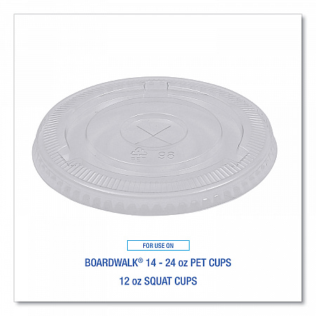 PET Cold Cup Lids, Fits 14 oz to 24 oz Cold Cups, Plastic, Clear, 100/Sleeve, 10 Sleeves/Carton (PETSTRAW)