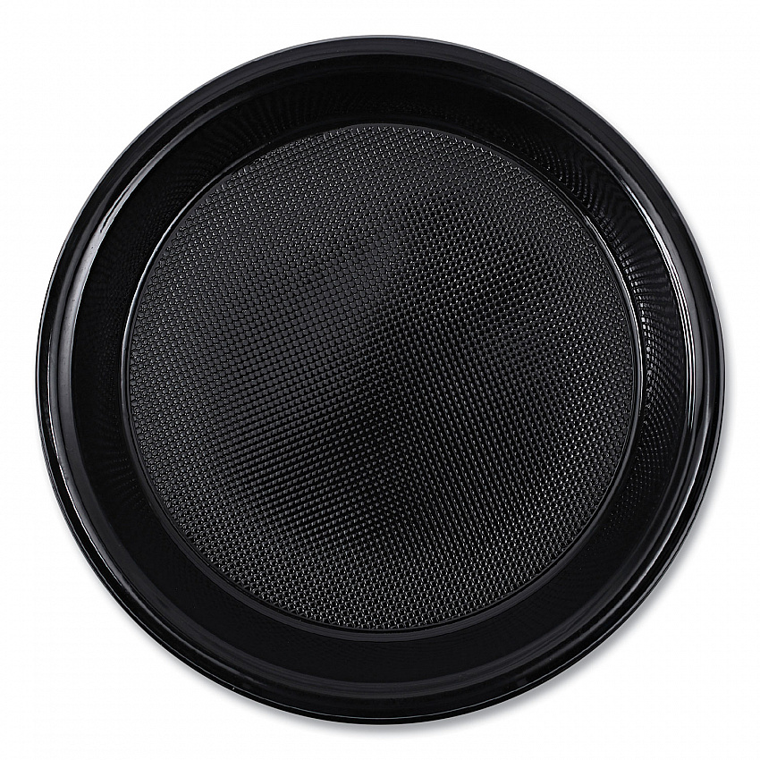 Hi-Impact Plastic Dinnerware, Plate, 10" dia, Black, 125/Sleeve, 4 Sleeves/Carton (PLHIPS10BL)
