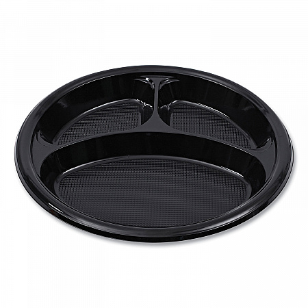 Hi-Impact Plastic Dinnerware, 3-Compartment Plate, 10