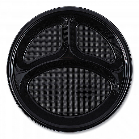 Hi-Impact Plastic Dinnerware, 3-Compartment Plate, 10