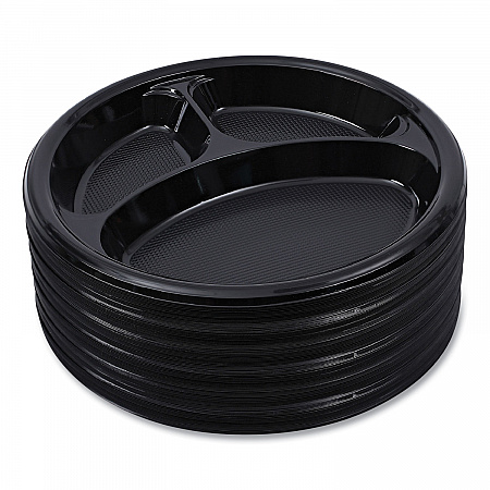 Hi-Impact Plastic Dinnerware, 3-Compartment Plate, 10