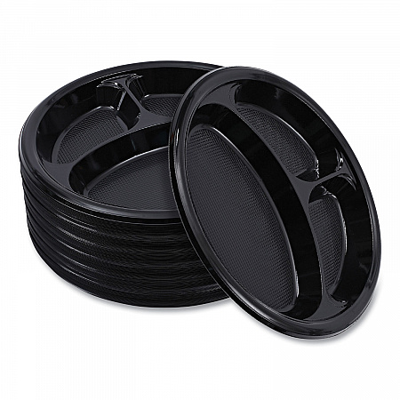 Hi-Impact Plastic Dinnerware, 3-Compartment Plate, 10