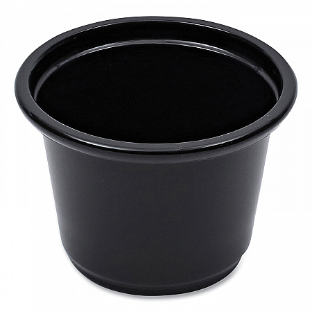 Souffle/Portion Cups, 1 oz, Plastic, Black, 125/Sleeve, 20 Sleeves/Carton (PRTN1BL)