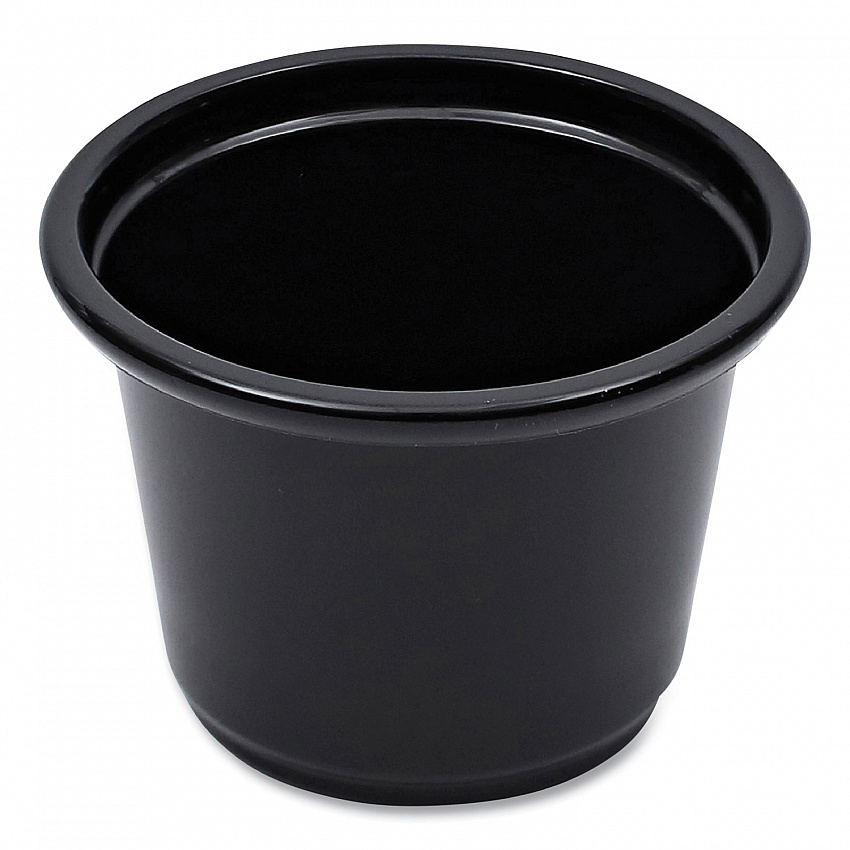 Souffle/Portion Cups, 1 oz, Plastic, Black, 125/Sleeve, 20 Sleeves/Carton (PRTN1BL)
