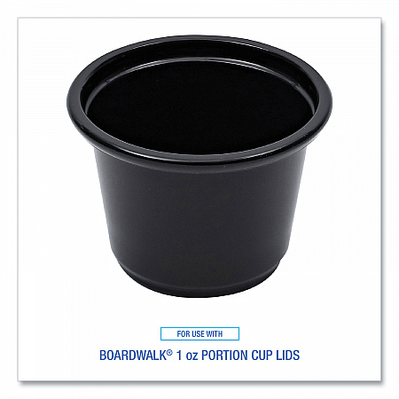 Souffle/Portion Cups, 1 oz, Plastic, Black, 125/Sleeve, 20 Sleeves/Carton (PRTN1BL)