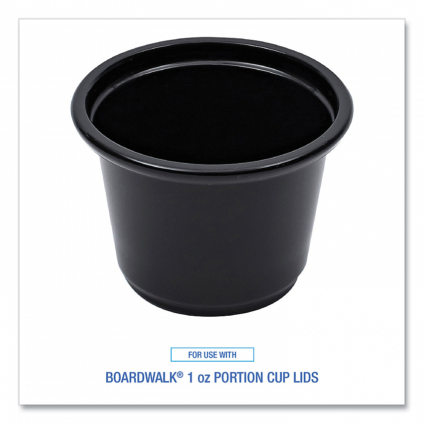 Souffle/Portion Cups, 1 oz, Plastic, Black, 125/Sleeve, 20 Sleeves/Carton (PRTN1BL)