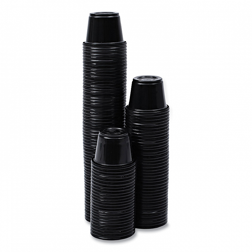Souffle/Portion Cups, 1 oz, Plastic, Black, 125/Sleeve, 20 Sleeves/Carton (PRTN1BL)