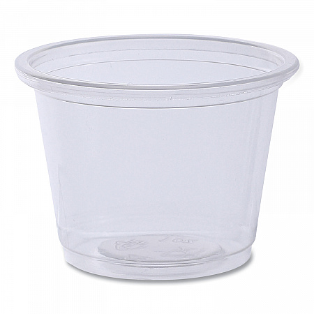 Souffle/Portion Cups, 1 oz, Plastic, Clear, 125/Sleeves, 20 Sleeves/Carton (PRTN1TS)