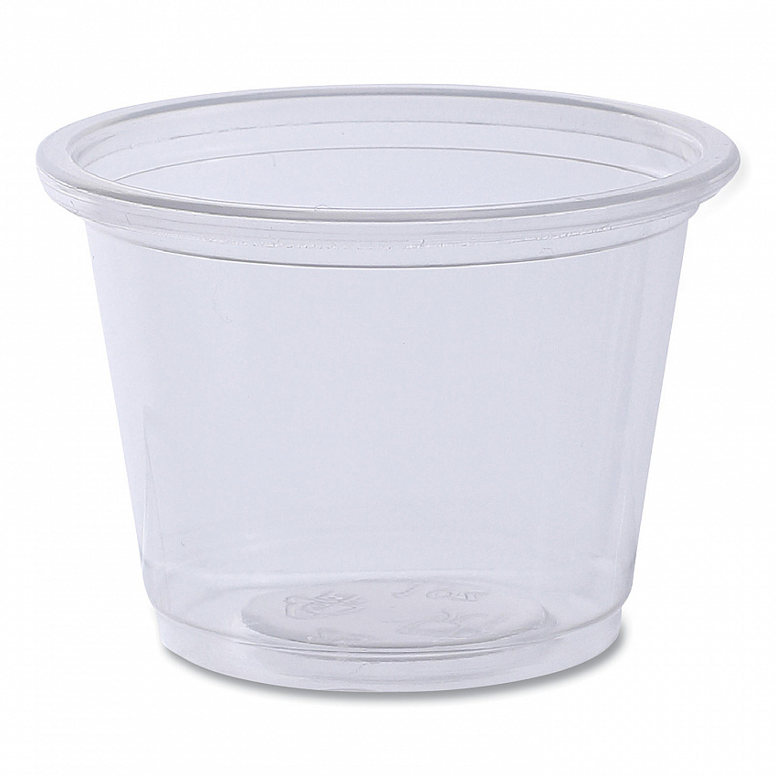 Souffle/Portion Cups, 1 oz, Plastic, Clear, 125/Sleeves, 20 Sleeves/Carton (PRTN1TS)