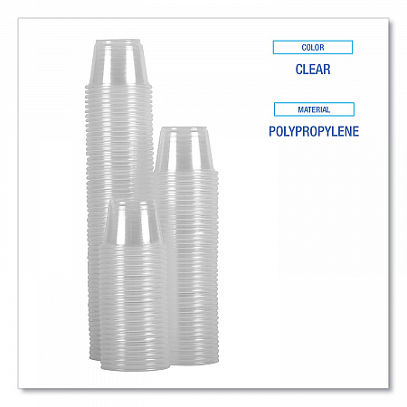 Souffle/Portion Cups, 1 oz, Plastic, Clear, 125/Sleeves, 20 Sleeves/Carton (PRTN1TS)