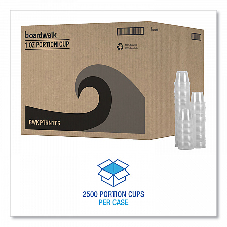 Souffle/Portion Cups, 1 oz, Plastic, Clear, 125/Sleeves, 20 Sleeves/Carton (PRTN1TS)