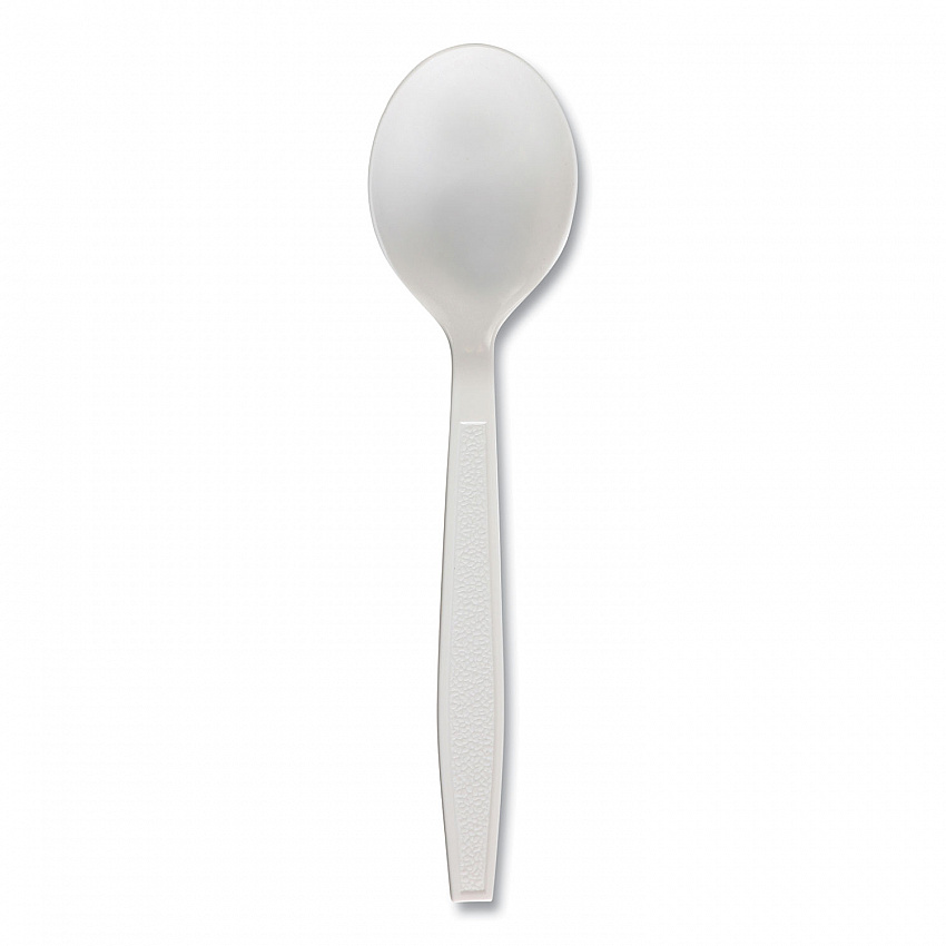 Heavyweight Polypropylene Cutlery, Soup Spoon, Plastic, White, 1,000/Carton (SOUPHWPPWH)