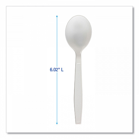 Heavyweight Polypropylene Cutlery, Soup Spoon, Plastic, White, 1,000/Carton (SOUPHWPPWH)