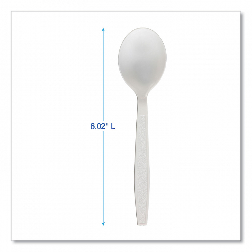 Heavyweight Polypropylene Cutlery, Soup Spoon, Plastic, White, 1,000/Carton (SOUPHWPPWH)