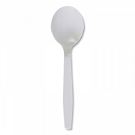 Mediumweight Polystyrene Cutlery, Soup Spoon, Plastic, White, 1,000/Carton (SOUPSPOON)