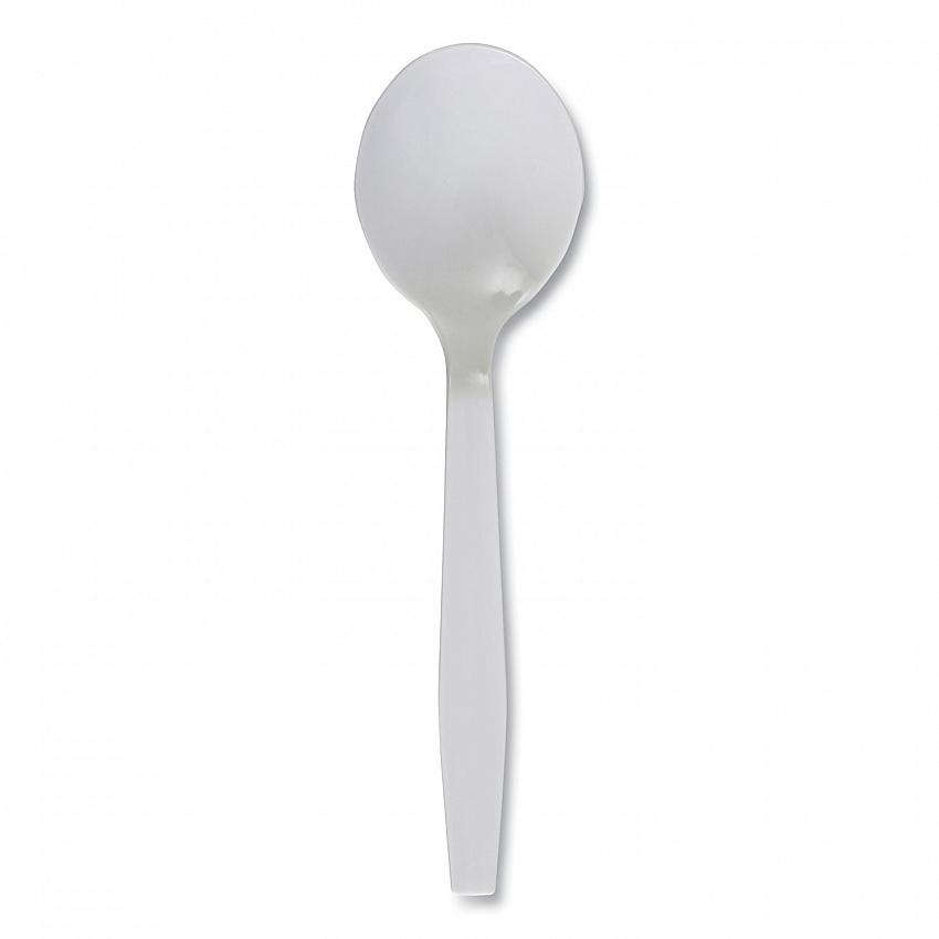 Mediumweight Polystyrene Cutlery, Soup Spoon, Plastic, White, 1,000/Carton (SOUPSPOON)