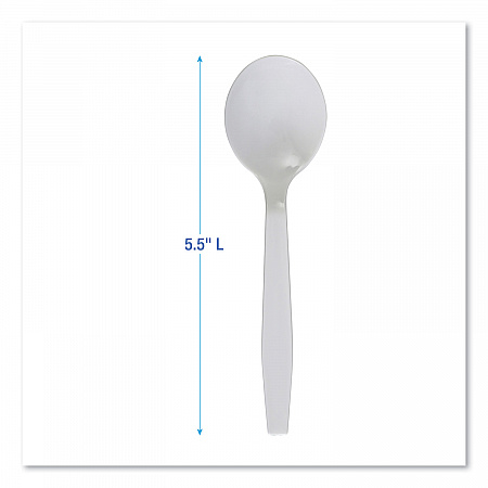 Mediumweight Polystyrene Cutlery, Soup Spoon, Plastic, White, 1,000/Carton (SOUPSPOON)