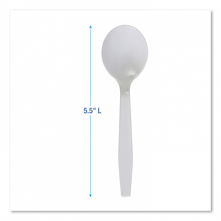 Mediumweight Polystyrene Cutlery, Soup Spoon, Plastic, White, 1,000/Carton (SOUPSPOON)