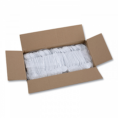 Mediumweight Polystyrene Cutlery, Soup Spoon, Plastic, White, 1,000/Carton (SOUPSPOON)