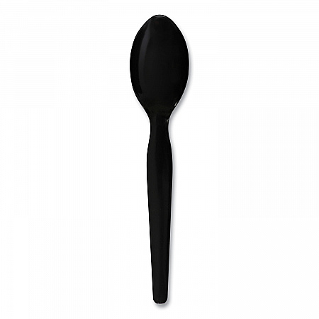 Heavyweight Polystyrene Cutlery, Spoon, Plastic, Black, 1,000/Carton (SPOONHWBLA)