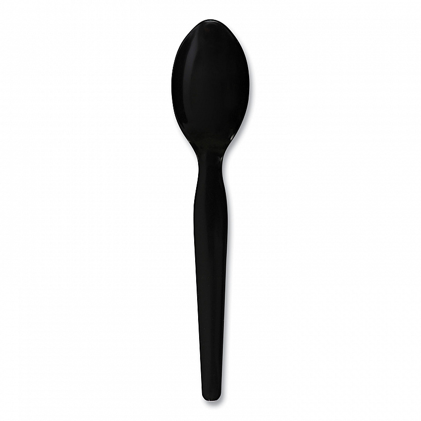 Heavyweight Polystyrene Cutlery, Spoon, Plastic, Black, 1,000/Carton (SPOONHWBLA)