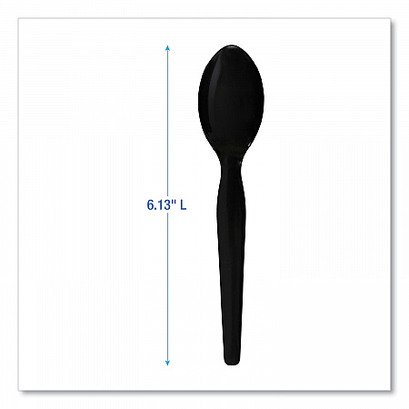 Heavyweight Polystyrene Cutlery, Spoon, Plastic, Black, 1,000/Carton (SPOONHWBLA)