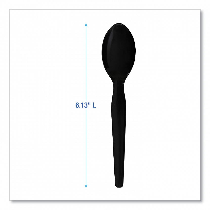 Heavyweight Polystyrene Cutlery, Spoon, Plastic, Black, 1,000/Carton (SPOONHWBLA)