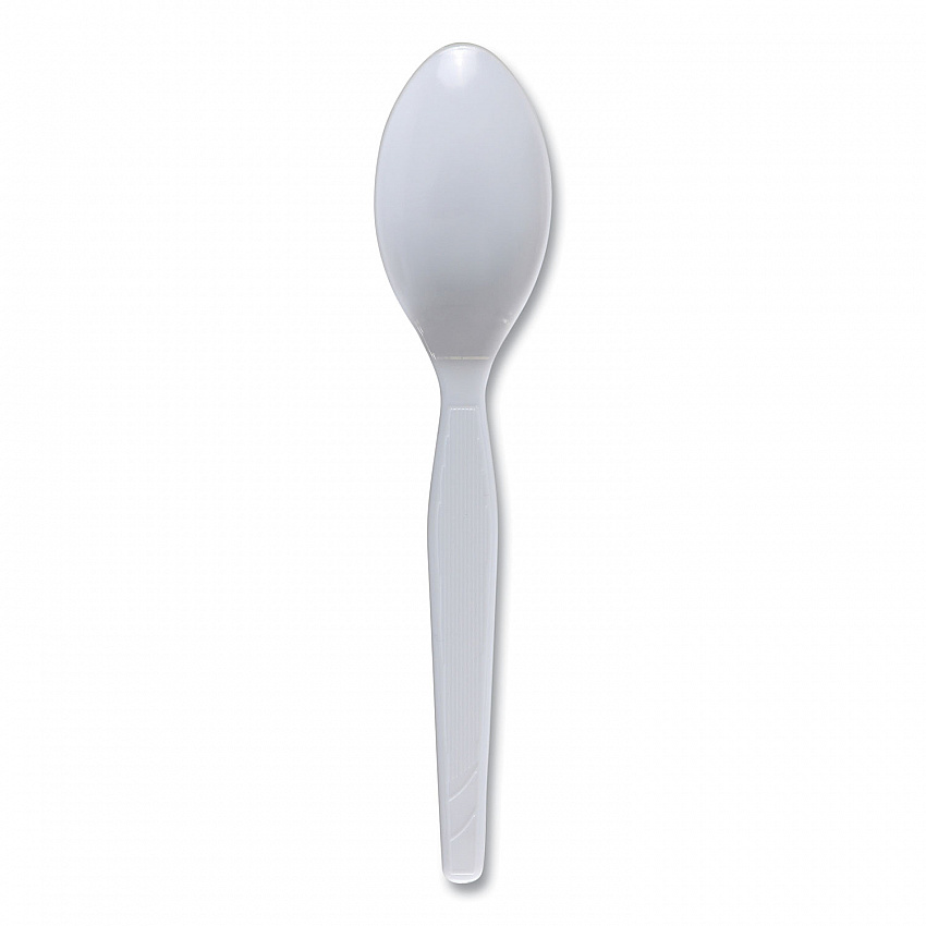 Mediumweight Polystyrene Cutlery, Spoon, Plastic, White, 100/Box (SPOONMWPSBX)
