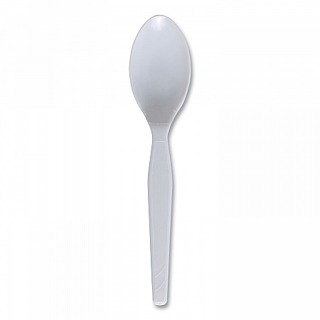 Mediumweight Polystyrene Cutlery, Spoon, Plastic, White, 100/Box, 10 Boxes/Carton (SPOONMWPSCT)