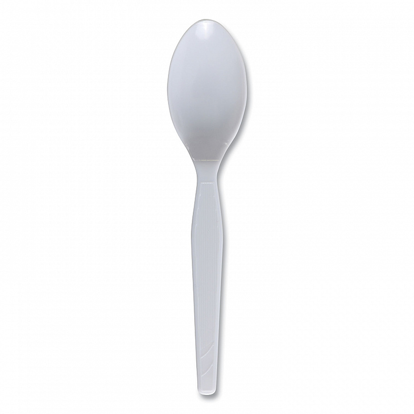 Mediumweight Polystyrene Cutlery, Spoon, Plastic, White, 100/Box, 10 Boxes/Carton (SPOONMWPSCT)