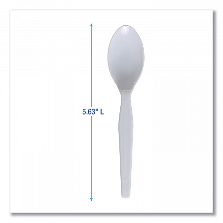 Mediumweight Polystyrene Cutlery, Spoon, Plastic, White, 100/Box, 10 Boxes/Carton (SPOONMWPSCT)